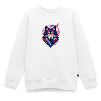Bunter Wolf im modernen Geometrie Stil - Kinder Premium Organic Sweatshirt - Weiß - Vorne - AI Model Kid Male (0cm)