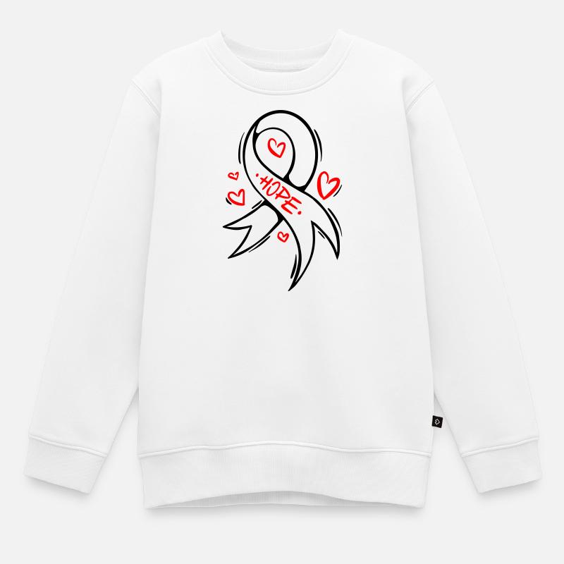 Boucle du cancer du cœur Hope - Sweat Premium enfant bio - blanc