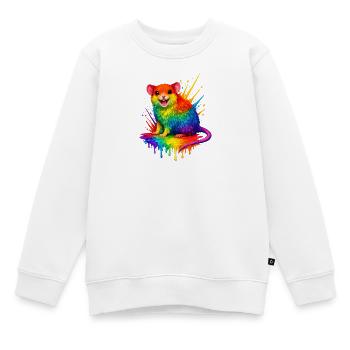 Regenbogen-Maus im Farbspritzer - Kinder Premium Organic Sweatshirt - Weiß - Vorne - AI Model Kid Male (0cm)