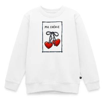 Ma Chérie – Süße Herz Kirschen Illustration - Kinder Premium Organic Sweatshirt - Weiß - Vorne - AI Model Kid Male (0cm)