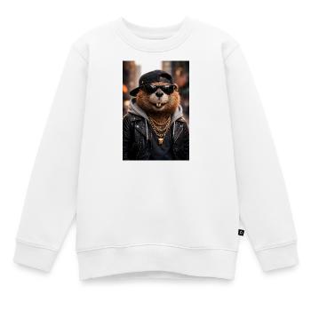 Otter Rocker Leder - Kinder Premium Organic Sweatshirt - Weiß - Vorne - AI Model Kid Male (0cm)