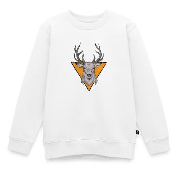 Hirschkopf im orange Dreieck - Kinder Premium Organic Sweatshirt - Weiß - Vorne - AI Model Kid Male (0cm)