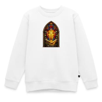 Auferstehung He is Risen Ostern Jesus - Kinder Premium Organic Sweatshirt - Weiß - Vorne - AI Model Kid Male (0cm)