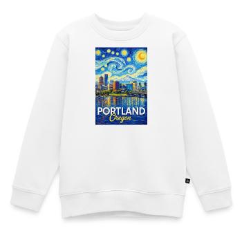 Portland, Oregon - Sweat Premium enfant bio - blanc - Devant - AI Model Kid Male (0cm)