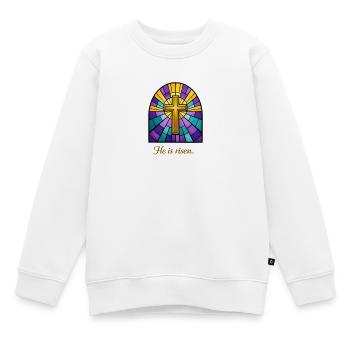 He is risen - Kinder Premium Organic Sweatshirt - Weiß - Vorne - AI Model Kid Male (0cm)