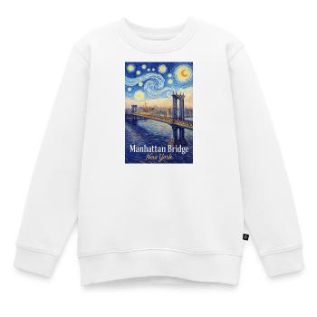 Manhattan Bridge im Sternenwirbel-Stil - Kinder Premium Organic Sweatshirt - Weiß - Vorne - AI Model Kid Male (0cm)