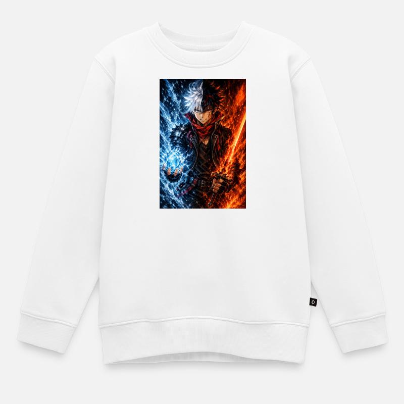 Krigare med dubbla element. Eld och is - Kids Premium Organic Sweatshirt - white