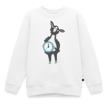 Lama mit Uhr - Kinder Premium Organic Sweatshirt - Weiß - Vorne - AI Model Kid Male (0cm)