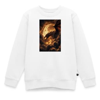 Mondbeschienener Drache über feurigen Wolken - Kinder Premium Organic Sweatshirt - Weiß - Vorne - AI Model Kid Male (0cm)