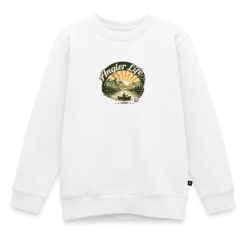 Angler Life – Vintage Fishing Shirt with Mountain Lake - Kids Premium Organic Sweatshirt - white - Front - AI Model Kid Male (0cm)