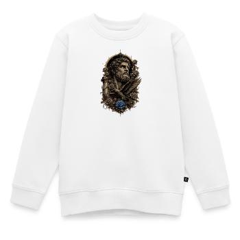 Art de tatouage avec une rose bleue - Sweat Premium enfant bio - blanc - Devant - AI Model Kid Male (0cm)