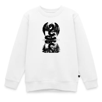 Dragon Blanc Ailé Serpent Reflet Eau Manga Fantasy - Sweat Premium enfant bio - blanc - Devant - AI Model Kid Male (0cm)