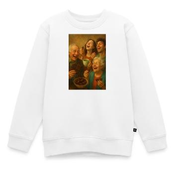 Famille joyeuse qui mange du chocolat - Sweat Premium enfant bio - blanc - Devant - AI Model Kid Male (0cm)