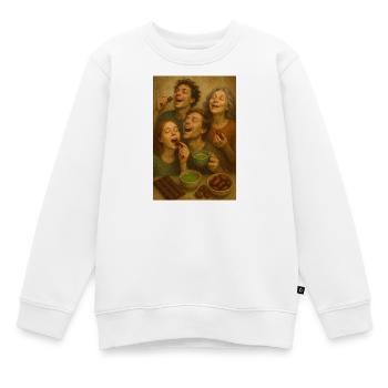 Genussrunde: Familie teilt Kakao Schoko - Kinder Premium Organic Sweatshirt - Weiß - Vorne - AI Model Kid Male (0cm)