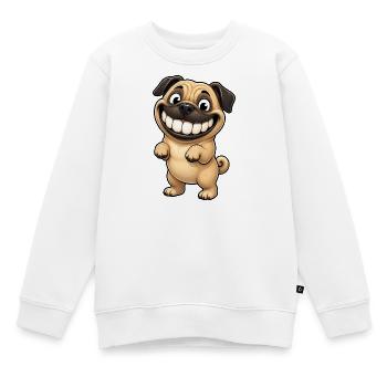 Funny Pug Comic Shows Teeth - Kids Premium Organic Sweatshirt - white - Front - AI Model Kid Male (0cm)