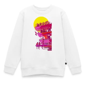 Neon-Lifeguard Turm am Sonnenuntergang - Kinder Premium Organic Sweatshirt - Weiß - Vorne - AI Model Kid Male (0cm)