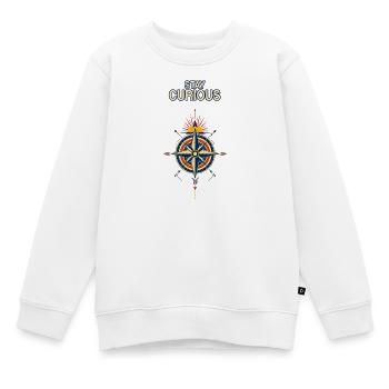 Stay Curious Kompass Sonnenuntergang - Kinder Premium Organic Sweatshirt - Weiß - Vorne - AI Model Kid Male (0cm)