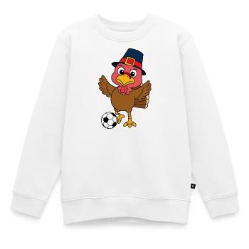 Dindon Foot de Thanksgiving - Sweat Premium enfant bio - blanc - Devant - AI Model Kid Male (0cm)