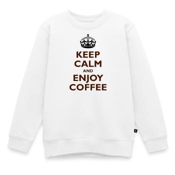 Keep Calm & Enjoy Coffee - Kinder Premium Organic Sweatshirt - Weiß - Vorne - AI Model Kid Male (0cm)