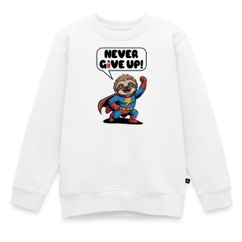 Never give up faultier - Kinder Premium Organic Sweatshirt - Weiß - Vorne - AI Model Kid Male (0cm)