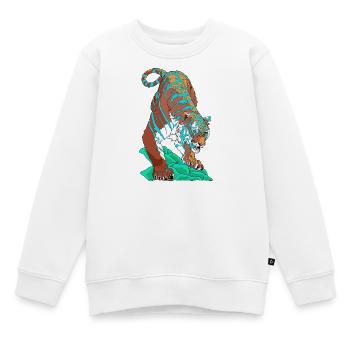 Türkisblauer Tiger auf Felsen - Kinder Premium Organic Sweatshirt - Weiß - Vorne - AI Model Kid Male (0cm)