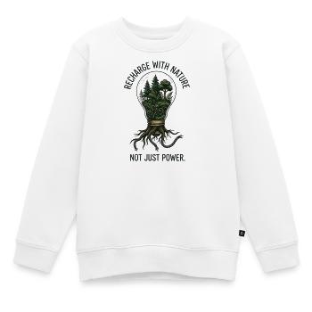 Öko-Surrealismus: Aufladen mit Naturglühbirne - Kinder Premium Organic Sweatshirt - Weiß - Vorne - AI Model Kid Male (0cm)