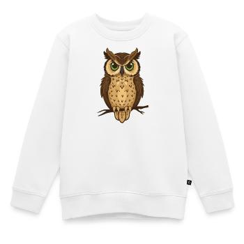 Motif de la forêt aux yeux de hibou - Sweat Premium enfant bio - blanc - Devant - AI Model Kid Male (0cm)