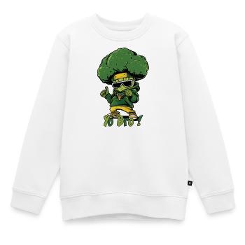 YO BRO ! - En cuisine un brocoli hip hop décalé - Sweat Premium enfant bio - blanc - Devant - AI Model Kid Male (0cm)