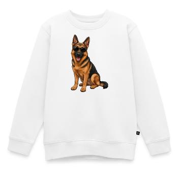 Dessin animé Berger allemand avec lunettes de soleil - Sweat Premium enfant bio - blanc - Devant - AI Model Kid Male (0cm)