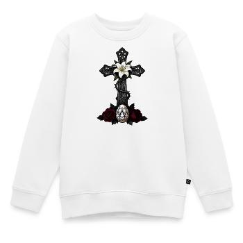 Rose de Rose Dark Cross Cross - Sweat Premium enfant bio - blanc - Devant - AI Model Kid Male (0cm)