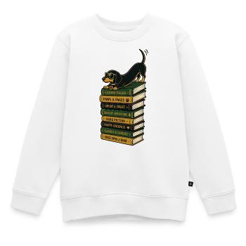 Cadeau de lecture de teckel pour lecteurs de livres pour chiens - Sweat Premium enfant bio - blanc - Devant - AI Model Kid Male (0cm)