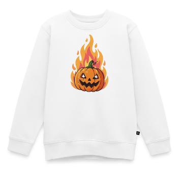 Flammender Kürbis Jack-o'-Lantern - Kinder Premium Organic Sweatshirt - Weiß - Vorne - AI Model Kid Male (0cm)