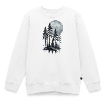 Mondschein Wald Aquarell Silhouette - Kinder Premium Organic Sweatshirt - Weiß - Vorne - AI Model Kid Male (0cm)