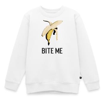 bite me banane - Kinder Premium Organic Sweatshirt - Weiß - Vorne - AI Model Kid Male (0cm)