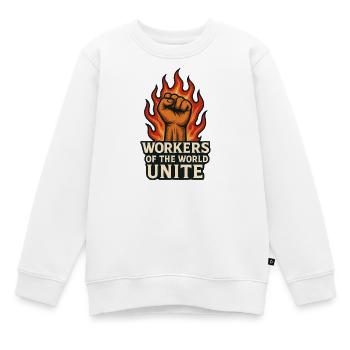 Fäuste und Flammen – Arbeiterwelt Unite - Kinder Premium Organic Sweatshirt - Weiß - Vorne - AI Model Kid Male (0cm)
