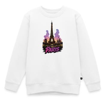 Paris Graffiti Skyline Neon - Kids Premium Organic Sweatshirt - white - Front - AI Model Kid Male (0cm)