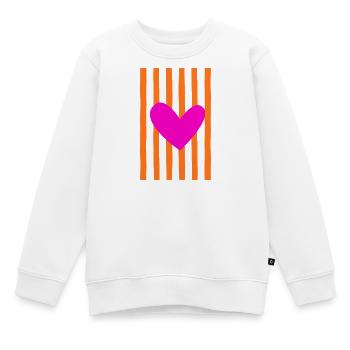 Pink Heart orange Stripes | Statement Design - Kinder Premium Organic Sweatshirt - Weiß - Vorne - AI Model Kid Male (0cm)
