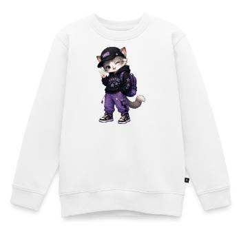 Abenteurer Kitten Purple Stars - Kinder Premium Organic Sweatshirt - Weiß - Vorne - AI Model Kid Male (0cm)