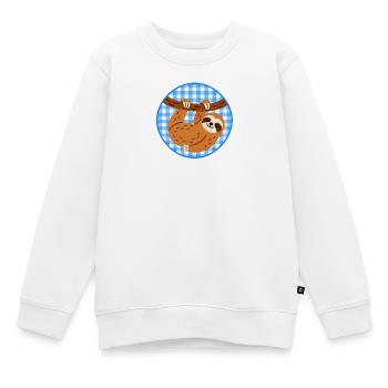 Faultier blau weiß kariert - Kinder Premium Organic Sweatshirt - Weiß - Vorne - AI Model Kid Male (0cm)