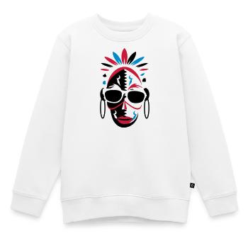 afrikanische Maske mit Sonnenbrille als Stencil - Kinder Premium Organic Sweatshirt - Weiß - Vorne - AI Model Kid Male (0cm)