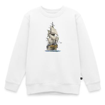 Segelschiff - Kinder Premium Organic Sweatshirt - Weiß - Vorne - AI Model Kid Male (0cm)