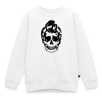 Totenkopf mit 50er Jahre Frisur Rockabilly Styl - Kinder Premium Organic Sweatshirt - Weiß - Vorne - AI Model Kid Male (0cm)