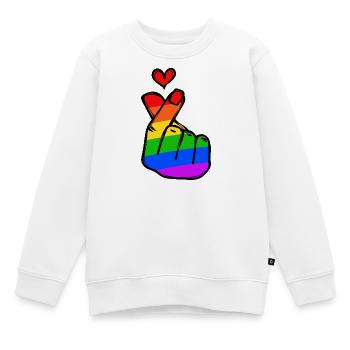 Regenbogen Herz Liebe Frieden Leidenschaft - Kinder Premium Organic Sweatshirt - Weiß - Vorne - AI Model Kid Male (0cm)