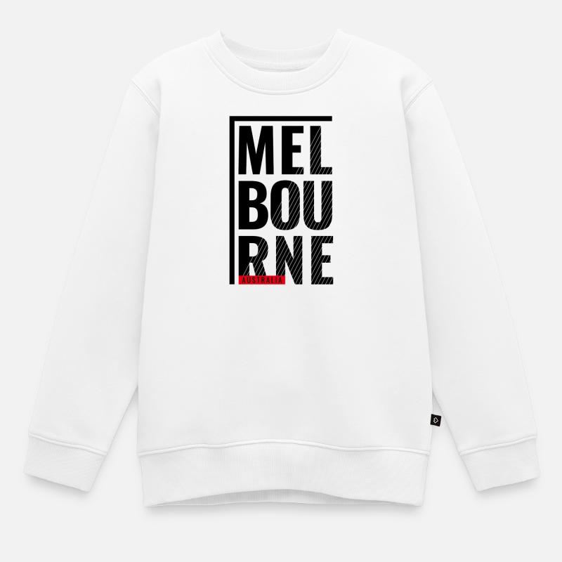 Melbourne Australien Typografie Design - Kinder Premium Organic Sweatshirt - Weiß