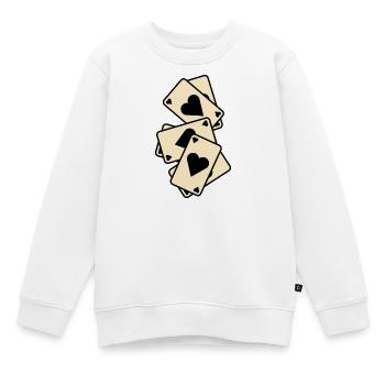 Herz-Ass-Kartenmischen - Kinder Premium Organic Sweatshirt - Weiß - Vorne - AI Model Kid Male (0cm)