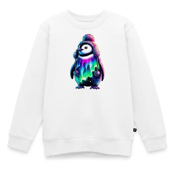 Aurora Borealis Pinguin - Kinder Premium Organic Sweatshirt - Weiß - Vorne - AI Model Kid Male (0cm)