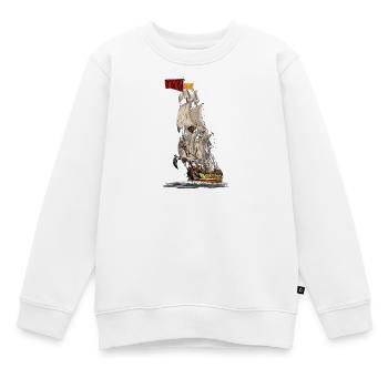 Historisches Segelschiff mit Flagge - Kinder Premium Organic Sweatshirt - Weiß - Vorne - AI Model Kid Male (0cm)