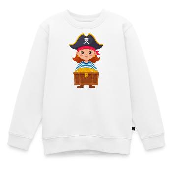 Little Buccaneer with Treasure – Kawaii Comic Character - Kids Premium Organic Sweatshirt - white - Front - AI Model Kid Male (0cm)