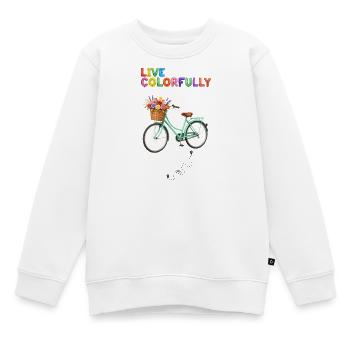 Blumenfarbenes Fahrrad - Kinder Premium Organic Sweatshirt - Weiß - Vorne - AI Model Kid Male (0cm)
