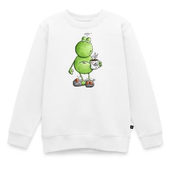 Müder Morgenmuffel Frosch I Verschlafen I Kaffee - Kinder Premium Organic Sweatshirt - Weiß - Vorne - AI Model Kid Male (0cm)